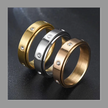 画像をギャラリービューアに読み込む, 華麗な二重構造ダイヤモンドリング:人工ダイヤモンド、360度回転機能、エレガントでユニークなデザインM564