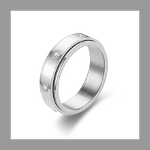 画像をギャラリービューアに読み込む, 華麗な二重構造ダイヤモンドリング:人工ダイヤモンド、360度回転機能、エレガントでユニークなデザインM564