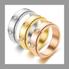 画像をギャラリービューアに読み込む, 華麗な二重構造ダイヤモンドリング:人工ダイヤモンド、360度回転機能、エレガントでユニークなデザインM564