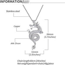 画像をギャラリービューアに読み込む, ヒップホップ アイスアウト キラキラ輝くフルCZドラゴンペンダント チェーン クリエイティブパンクネックレス メンズM780