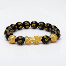 画像をギャラリービューアに読み込む, 豪華な金属貔貅ブレスレット 6文字のマントラ 貔貅チャーム ラッキー 繁栄 幸運 父の日のプレゼント A025