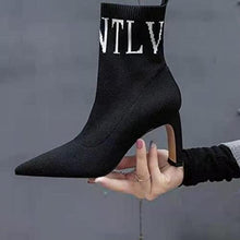 画像をギャラリービューアに読み込む, レディースブーツ ミドルブーツ ローヒール ストレッチ 無地 シンプル 通学 通勤 ソックスブーツ 歩きやすい ポインテッドトゥ かわいい デイリーS014