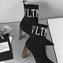 画像をギャラリービューアに読み込む, レディースブーツ ミドルブーツ ローヒール ストレッチ 無地 シンプル 通学 通勤 ソックスブーツ 歩きやすい ポインテッドトゥ かわいい デイリーS014