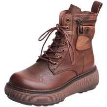 画像をギャラリービューアに読み込む, ハイカット マーチンブーツ レースアップブーツ 黒 編み上げ 防水 ラウンドトゥ 厚底/S057