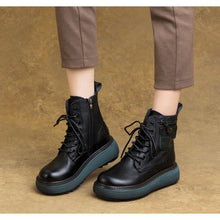 画像をギャラリービューアに読み込む, ハイカット マーチンブーツ レースアップブーツ 黒 編み上げ 防水 ラウンドトゥ 厚底/S057