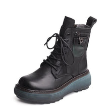 画像をギャラリービューアに読み込む, ハイカット マーチンブーツ レースアップブーツ 黒 編み上げ 防水 ラウンドトゥ 厚底/S057