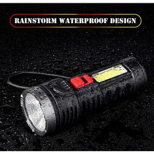 画像をギャラリービューアに読み込む, 懐中電灯 USB充電式サーチライト、屋外ポータブル OSLとCOBの明るい懐中電灯、防水 防災 地震 停電対策 自転車 ライト兼用、USBケーブル付きD012