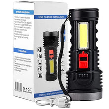 画像をギャラリービューアに読み込む, 懐中電灯 USB充電式サーチライト、屋外ポータブル OSLとCOBの明るい懐中電灯、防水 防災 地震 停電対策 自転車 ライト兼用、USBケーブル付きD012