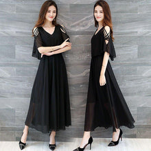 画像をギャラリービューアに読み込む, 大人可愛いシンプル春夏切り替えAラインシフォンワンピース