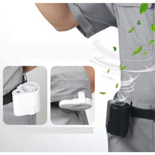 画像をギャラリービューアに読み込む, 携帯扇風機 腰掛け扇風機 ミニ扇風機 ベルトファン 腰掛けファン USB充電式 風量3段階調節 作業服用ファン 手持ち扇風機 ウエストに装着可能 D017
