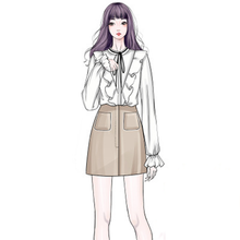 画像をギャラリービューアに読み込む, お進めコーデ長袖リボン飾りスウィートシャツ+ポケット付きスカートセットアップ
