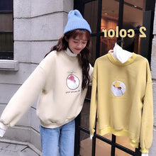 画像をギャラリービューアに読み込む, 着心地いいハイネック刺繍韓国風裏フリース付きスウィート上品パーカー

