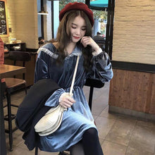 画像をギャラリービューアに読み込む, スウィート可愛い襟レトロ着心地いいカジュアルワンピース
