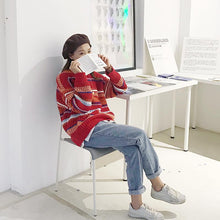 画像をギャラリービューアに読み込む, 韓国風ラウンドネック配色カラフル厚い保温スウィート柔らかセーター
