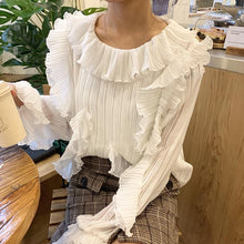 画像をギャラリービューアに読み込む, 清新フリル裾無地柔らか着心地いい生地スウィートシャツ
