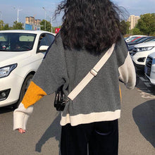 画像をギャラリービューアに読み込む, 韓国風ラウンドネック合わせやすい配色ゆったり長袖カジュアルセーター
