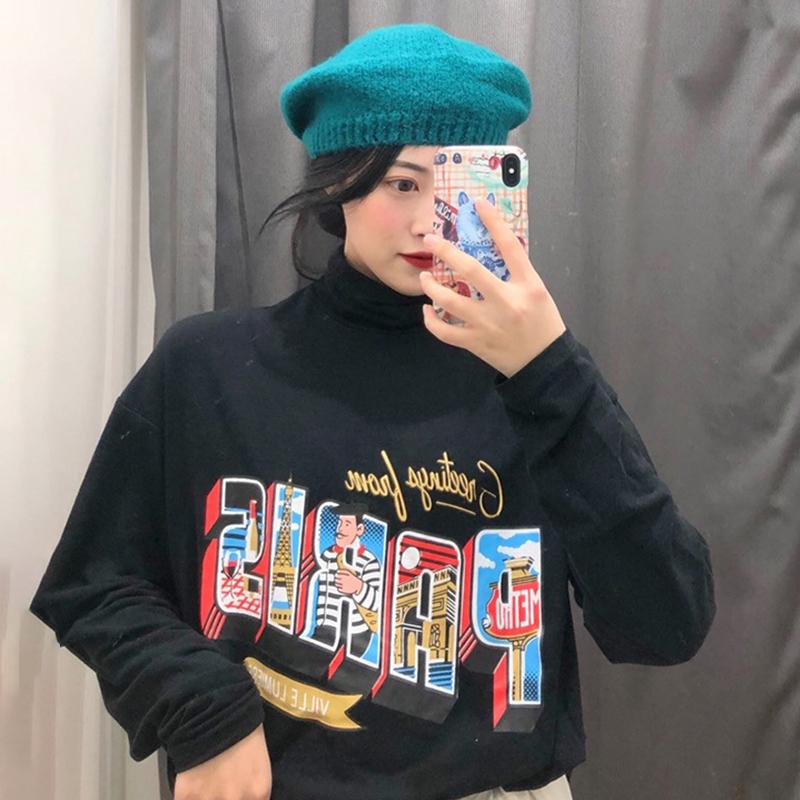 人気カートゥーン長袖ハイネック柔らかカジュアル着心地いいＴシャツ