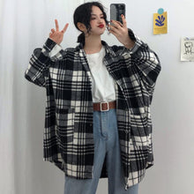 画像をギャラリービューアに読み込む, 韓国風チェック柄長袖POLOネック着心地いいコットン生地カジュアルシャツ
