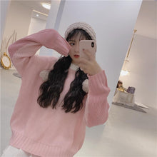 画像をギャラリービューアに読み込む, 韓国風スウィート配色切り替えゆったり合わせやすいセーター

